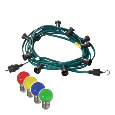 LED - Lichterkette 230V mit 10 bunten Birnen 6m